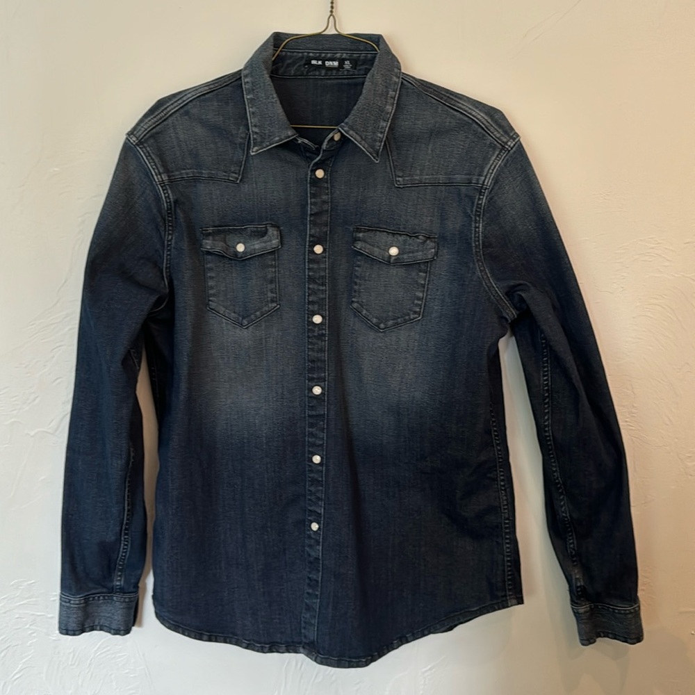 BLK DNM denim shirt with snap closures.
